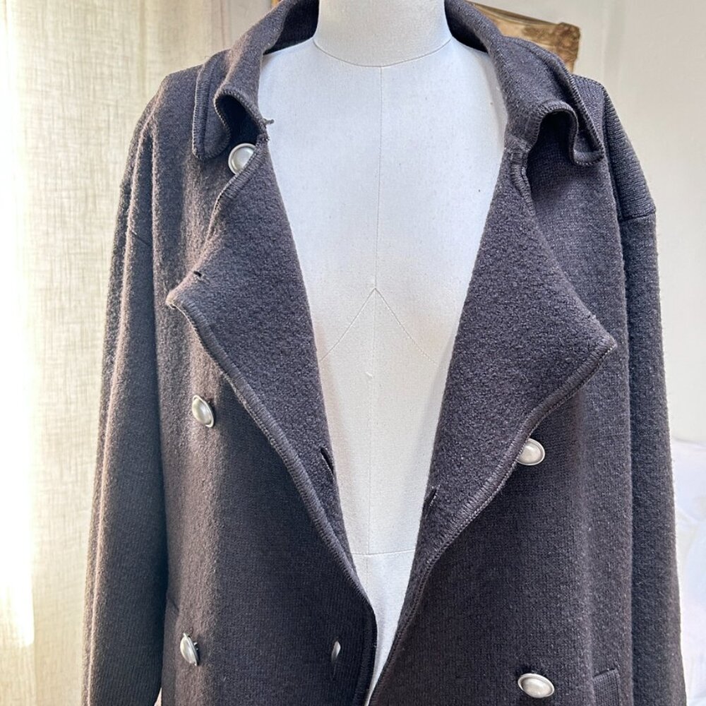 Wool Lagenlook Oversized Double Breasted Soft Layer Coat Jacket Minimalist M - Picture 6 of 13